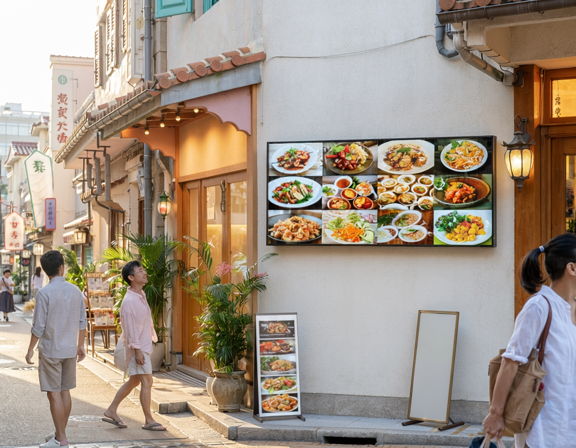 飲食店の店頭集客にLEDビジョンは有効？メニュー表示に使える2㎡スタンダードプラン