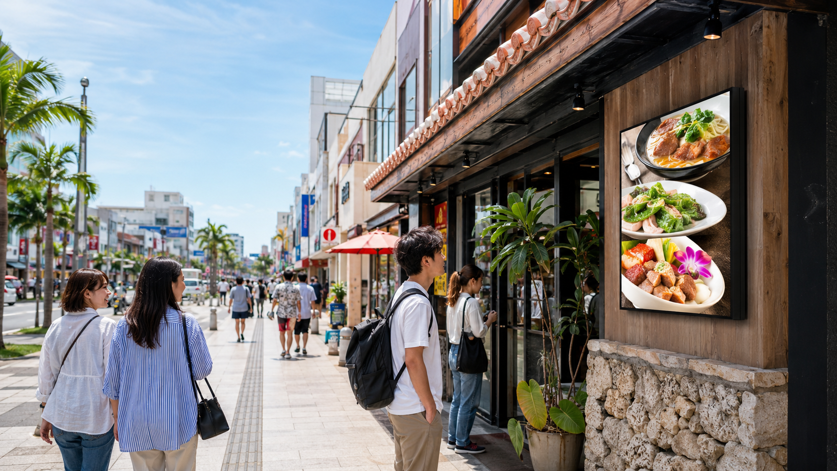国際通りの飲食店には1㎡のLEDビジョンが使いやすい理由|エントリープラン29.8万円〜