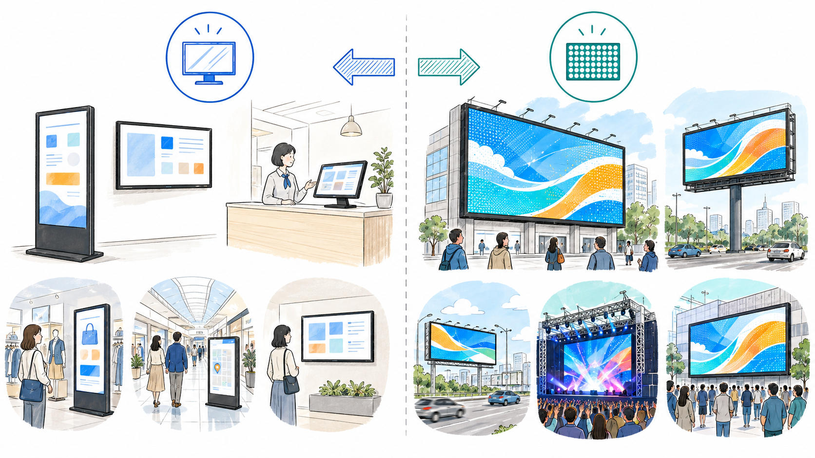 デジタルサイネージとLEDビジョンの違いとは?用途・設置場所・選び方を解説