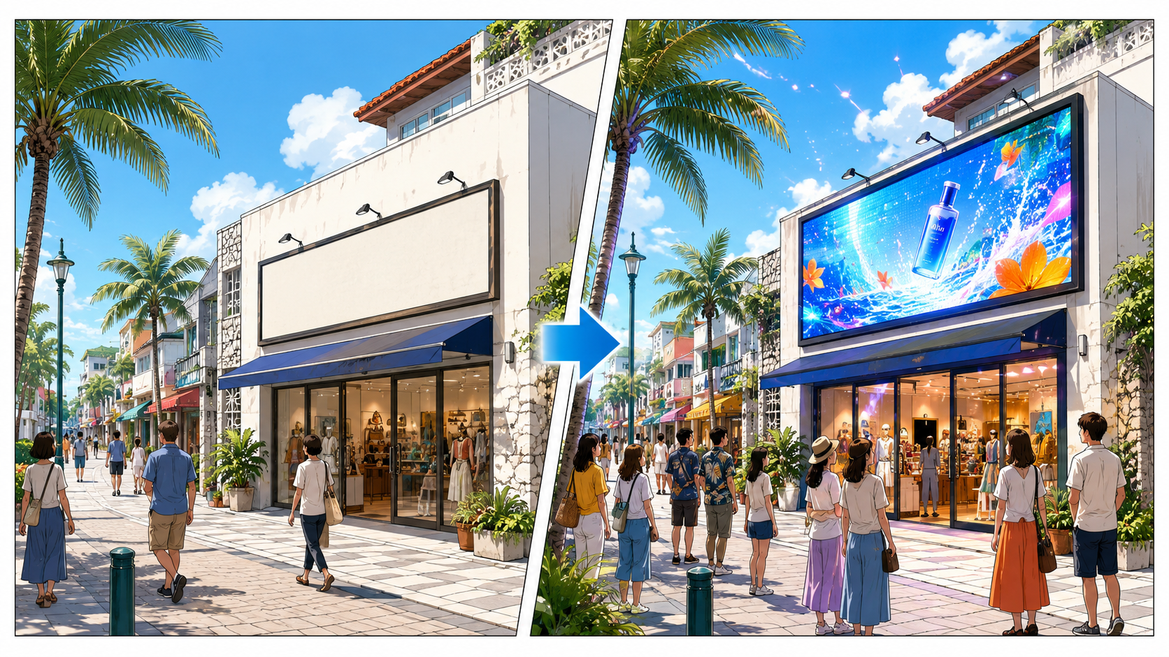 店舗看板にLEDビジョンを導入するメリット|集客効果・費用・設置時の注意点を解説